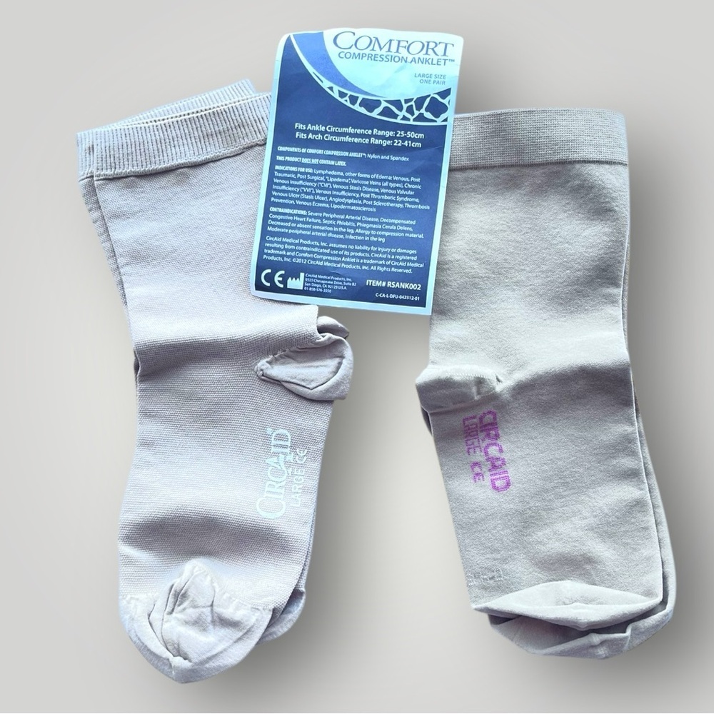 🟢5/$25  Lot/2 Comfort Corcaid Compression Ankle Socks - Tan - Large